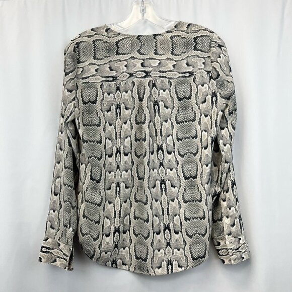 Express Womens Button Front Shirt Gray Snake Print Long Sleeve Cuff Blouse XS - Picture 5 of 11